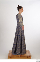  Photos Woman in Historical Dress 1 15th Century Medieval Clothing a poses blue dress whole body 0007.jpg